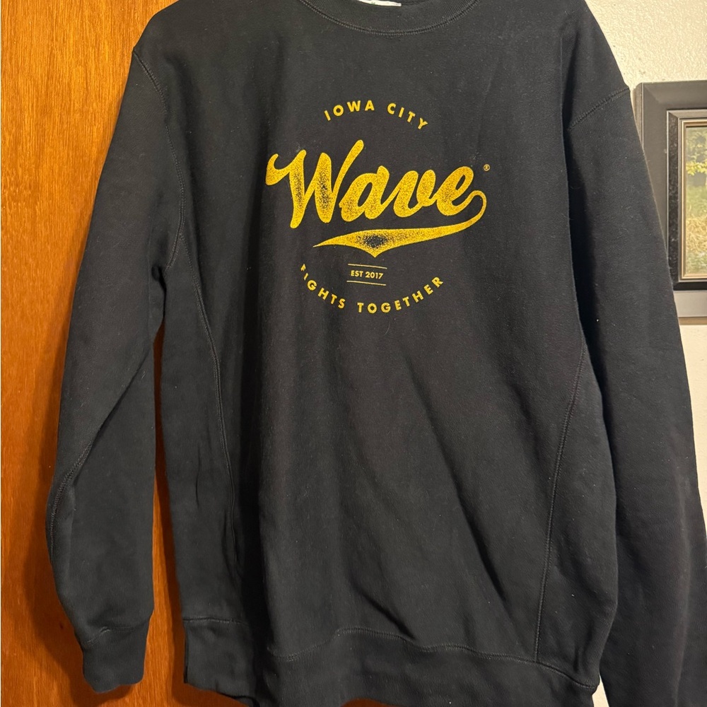 Wave Black Sweatshirt with Gold Print
